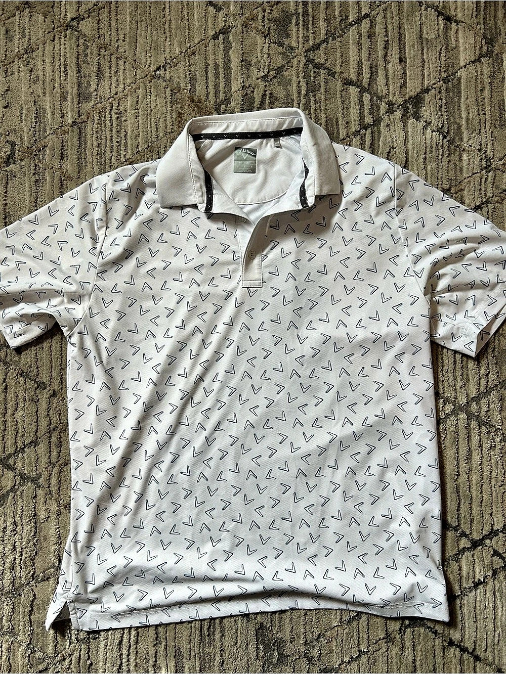 Callaway Men's Geometric Polo in White & Blue Size Large Like New